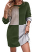 Ribbed Color Block Drop Shoulder Long Sleeve Mini Dress